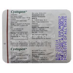 Cystopen, Pentosan Polysulfate Sodium 100mg Capsule Strip Information