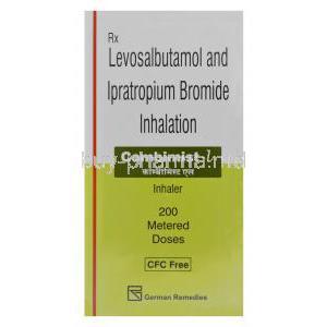 Combimist-l, Generic Combivent, Levosalbutamol 50mcg and Ipratropium Bromide 20mcg Inhaler 200 Metered Doses Box