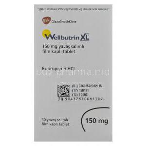 Wellbutrin XL, Bupropion Hydrochloride 150mg Extended Release Box Back