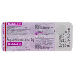 Rablet 10, Generic Aciphex, Rabeprazole Sodium 10mg Tablet Strip Information