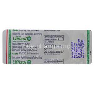 Junior Lanzol-15, Generic Prevacid, Lansoprazole 15mg Orally Disintegrating Tablet Strip Information