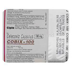 Cobix-100, Generic Celebrex, Celecoxib 100mg Capsule Strip Information