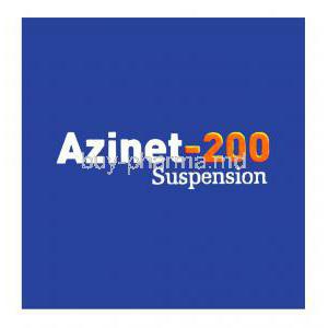 Azinet-200, Generic Zithromax, Azithromycin Oral Suspension 200mg per 5ml 15ml Box Top
