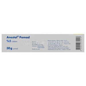 Anestol Ointment, Lidocaine 5% 30gm Box Composition (Turkish)