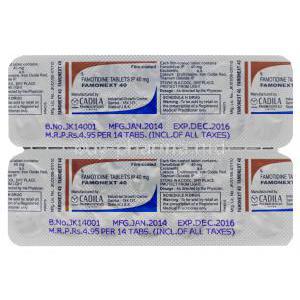 Famonext 40, Generic Pepcid, Famotidine 40mg Tablet Strip Information