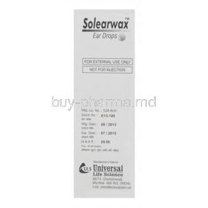 Solearwax Ear Drops, Paradichlorobenzene 2% Benzocaine 2.7% Chlorbutol 5% 10ml Box Batch