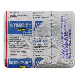 Lynx 250, Generic Lincocin, Lincomycin 250mg Capsule Strip Information