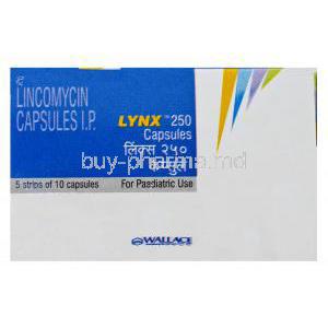 Lynx 250, Generic Lincocin, Lincomycin 250mg Box Top