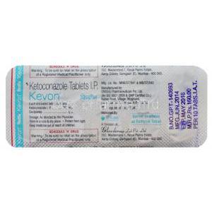 Kevon, Generic Nizoral, Ketoconazole 200mg Tablet Strip Information