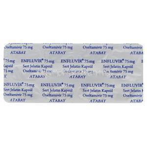 Enfluvir, Generic Tamiflu, Oseltamivir 75mg Capsule Strip Back