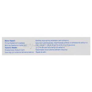 Enfluvir, Generic Tamiflu, Oseltamivir 75mg Box Information (Turkish)