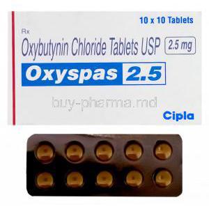 Oxyspas 2.5, Generic Ditropan, Oxybutynin Chloride 2.5mg