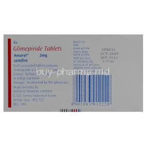 Amaryl, Glimepiride 2mg Box Information