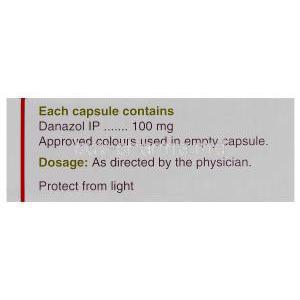 Danogen-100, Generic Danocrine, Danazol 100mg Box Composition