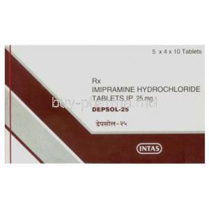 Depsol, Generic  Tofranil, Imipramine Hydrochloride 25 mg Tablet (Intas)