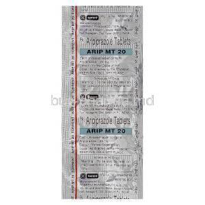 Arip MT 20, Generic Abilify, Aripiprazole 20mg Tablet Blister Pack Information