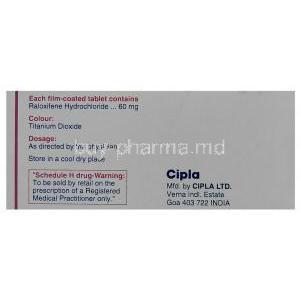 Generic  Evista, Raloxifene 60 mg box information