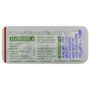 Ilosure 4, Generic Fanapt, Iloperidone 4mg Tablet Strip Information