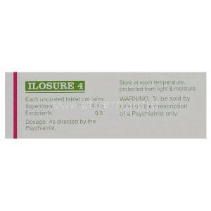 Ilosure 4, Generic Fanapt, Iloperidone 4mg Box Composition