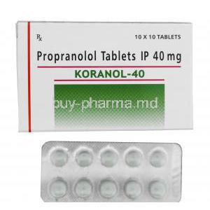 Koranol-40, Generic Inderal, Propranolol Hydrochloride 40mg