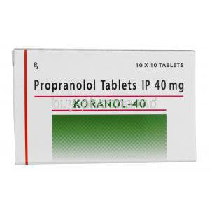 Koranol-40, Generic Inderal, Propranolol Hydrochloride 40mg Box