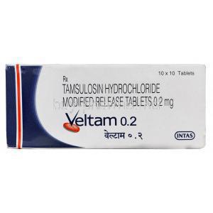 Veltam 0.2, Generic Flomax, Tamsulosin Hydrochloride 0.2mg Modified Release Box