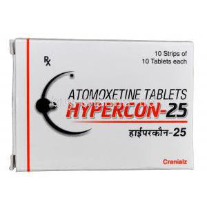 Hypercon-25, Generic Strattera, Atomoxetine 25mg Box