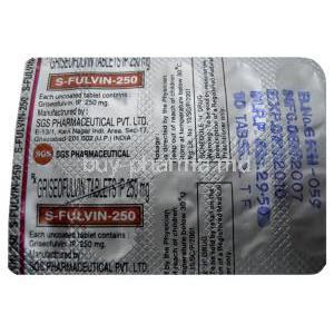 Generic Grispeg, Griseofulvin 250 mg blister information