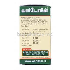 Wartosin, Ayurvedic Elevated Wart Remover 3ml Box Batch