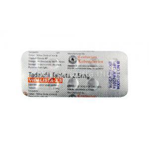 Vidalista-2.5, Tadalafil 2.5mg Tablet Strip Information