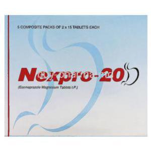 Nexpro-20, Generic Nexium, Esomeprazole 20mg Box