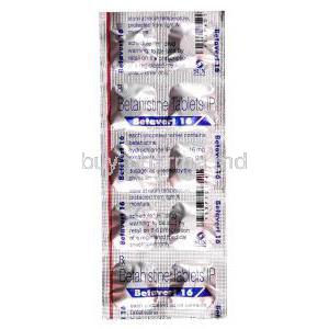 Betavert 16, Generic Serc, Betahistine Dihydrochloride 16mg Tablet Blister Pack