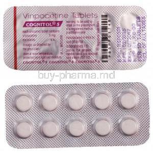 Cognitol 5, Generic Cavinton, Vinpocetine 5mg Tablet Strip Information