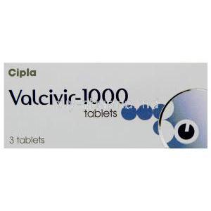 Generic  Valtrex, Valaciclovir 1000 mg box