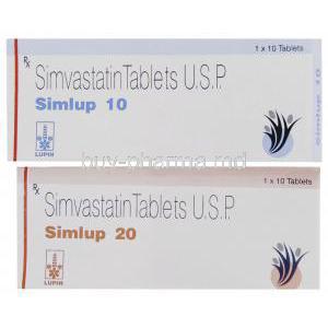 Simlup 10/ Simlup 20, Generic  Zocor, Simvastatin 10mg/ 20mg Boxes