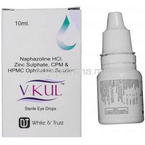 V-Kul, Generic Mil, Naphazoline Hcl 0.056% Zinc Sulphate 0.12% Chlorpheniramine Maleate 0.01% Eye Drops 10ml