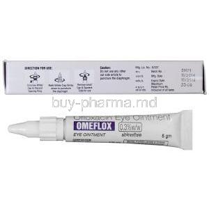 Omeflox, Generic Ocuflox, Ofloxacin 0.3% 5gm Eye Ointment Batch