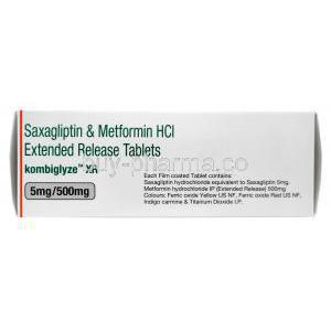 Kombiglyze XR, Saxagliptin 5mg and Metformin HCl 500mg Extended Release Box Composition