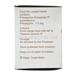 Malirid, Generic Primaquine, Primaquine Phosphate 7.5mg Box Information