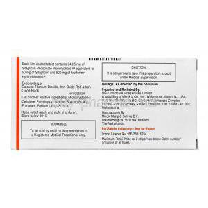 Janumet, Sitagliptin Phosphate 50mg and Metformin Hcl 500mg Box Information