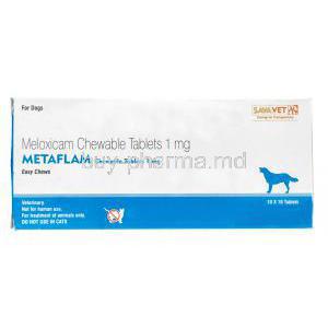 Metaflam Chewable Tablets for Dogs, Meloxicam 1mg Box