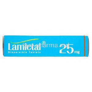 Lamictal Dispersible Tablets, Lamotrigine Dispersible 25mg Box Side