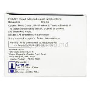 Rancad, Generic Ranexa, Ranolazine 500mg XR Lupin manufacturer