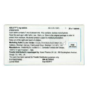 Abilify, Aripiprazole 5mg Box Information