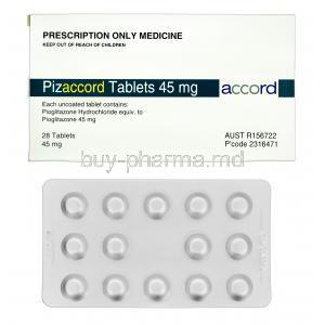 Pizaccord, Generic Actos, Pioglitazone 45mg