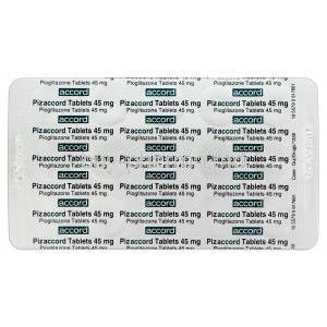 Pizaccord, Generic Actos, Pioglitazone 45mg Tablet Strip Back