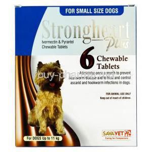 Strongheart Plus, Ivermectin and Pyrantel Chewable Tablets for Small Size Dogs up to 11kg Box