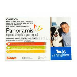 Panoramis Chewable Tablets for Dogs 18.1 to 27kg, Spinosad 810mg and Milbemycin 13.5mg Box