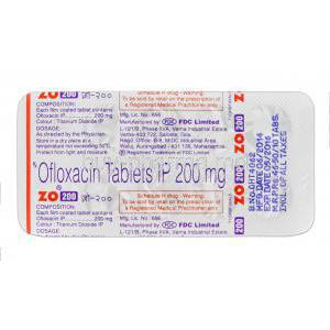 Zo, Generic  Floxin, Ofloxacin 200mg blister pack information