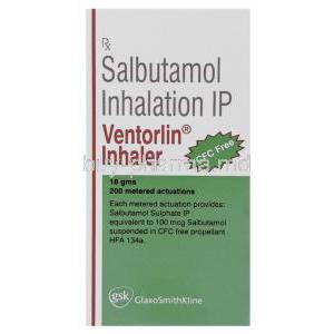 Ventolin, Salbutamol  Inhaler 18 gm 200 doses